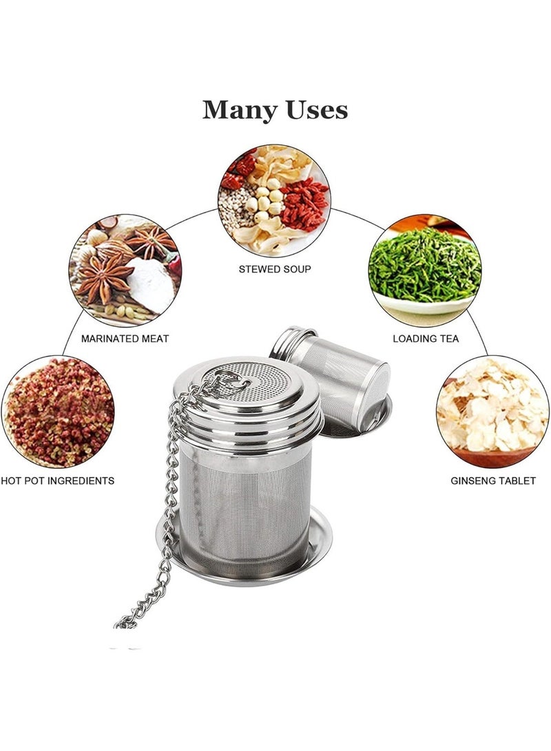 Stainless Steel Tea Infuser, Tea Infuser for Loose Tea, with Drip Trays and Lid, Extra Fine Mesh Tea Infuser, for Loose Leaf Tea, Herbal Tea, Mugs Teapots Spice(Diameter 3.8cm) - Image 3